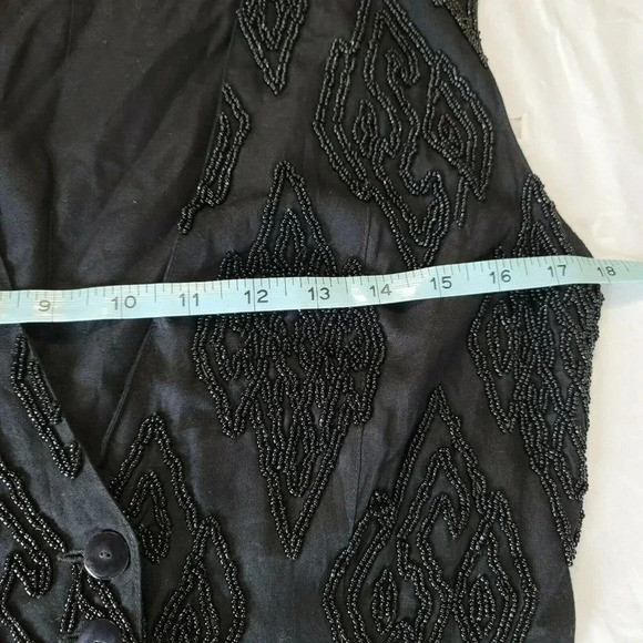 Kenar Black vest  Jacket Sleeveless With front Bead  Size S Buttons Down women's - Picture 5 of 8